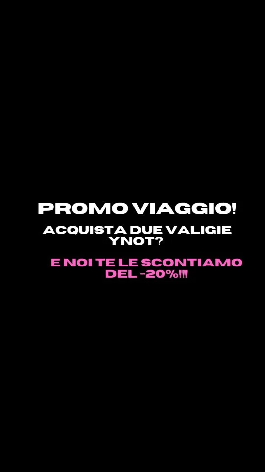 ✈️ Pronto a partire? Ti diamo una mano a fare le valigie!
Compra 2 valigie YNOT? e subito per te -20% di sconto!
Solo per veri viaggiatori 🚀
OFFERTA VALIDA FINO A SABATO 12 LUGLIO
#reggioemilia #valigeria #promo #valigie #viaggio #ynot #vacanze #estate2025